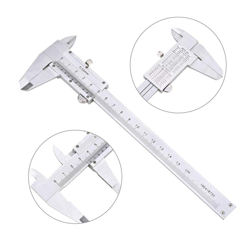 [Australia - AusPower] - Vernier Calliper Analogue 150 mm, Calliper Analogue 0.02 mm Accuracy Vernier Caliper Analogue with Locking Screw for Household and Industrial Measurement Vernier caliper analogue 150 mm 