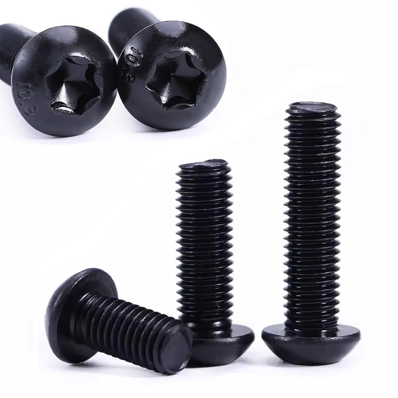 [Australia - AusPower] - 75Pcs Button Head Torx Drive Screws Bolts, Grade 10.9 Alloy Steel, M6 x 12/16/20/25/30 mm Star Drive Machine Screws Set with T30 Wrench, Black Oxide Finish, Fully Threaded Pitch : 1.0 mm Black-M6 Button Head Trox Screws 