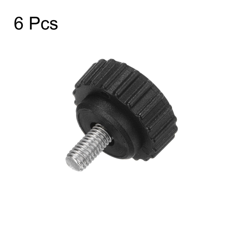 [Australia - AusPower] - HARFINGTON 6pcs Knurled Clamping Knobs Thumb Screws M6 x 12mm Metric Male Thread 28mm Matte Plastic Head 304 Stainless Steel Stud Hand Threaded Knob Thumbscrew Handle, Black 