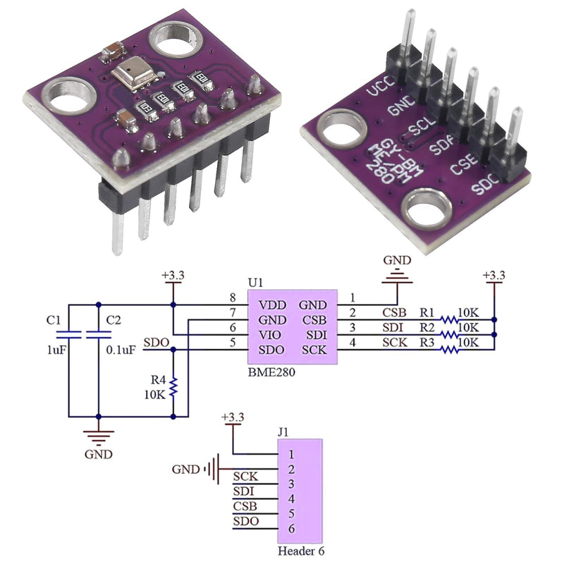 [Australia - AusPower] - 4pcs BME280 3.3V High Precision Atmospheric Pressure Sensor Module Pre-Soldered GY-BME280-3.3 Temperature Humidity Sensor Module for Raspberry Pi and Other MicroControllers 