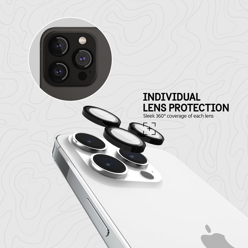 [Australia - AusPower] - Pelican Camera Lens Protector w/ Aluminum Rings for iPhone 15 Pro Max/iPhone 15 Pro - 9H Tempered Glass - Durable Anti-Scratch, Anti-Shatter, HD View w/Night Shoot, Case Friendly, Easy Install - Black iPhone 15 Pro / iPhone 15 Pro Max 