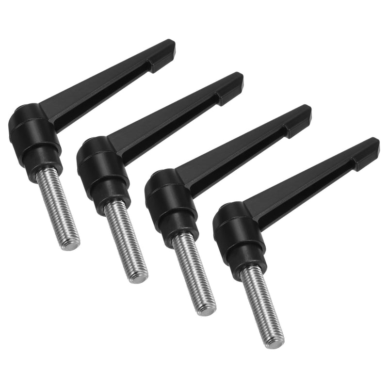 [Australia - AusPower] - uxcell 4pcs Clamping Lever Handles, M12 x 40mm 304 Stainless Steel Threaded Male Stud, Adjustable Handles Locking Quick Release Ratchet Push Button Bolt Knobs, Black 