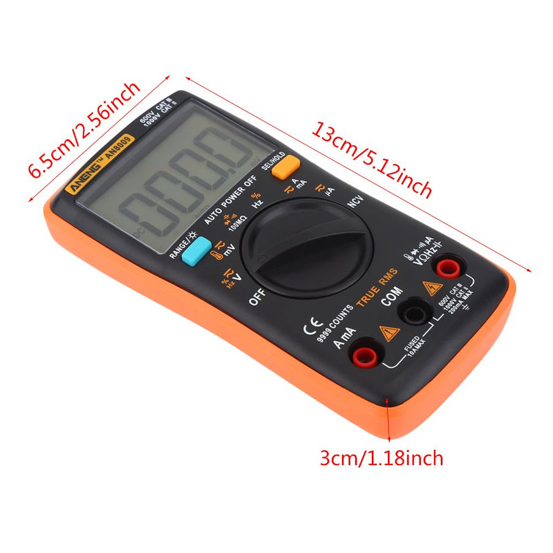 [Australia - AusPower] - AN8009 Auto Ranging Digital Multimeters LED 9999 Count True RMS AC/DC Voltage HFE Electronic Meter Voltage Current Amp Resistance Diodes Continuity for Automotive 