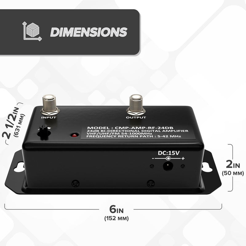 [Australia - AusPower] - THE CIMPLE CO 24db Distribution Amplifier | Digital TV Antenna Booster Signal Amplifier, Adjustable Boost/Gain, NTSC, ATSC, FM, UHF, VHF - 1000 MHz - Includes RG6 Coaxial Cable 