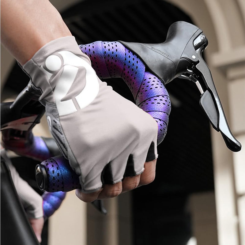 Gradient Purple Road Bike Bend Handle Strap Bicycle Handlebar Tape Breathable Anti Slip Waterproof EVA Shock Absorber Bike Tape Perforated Handle Strap for Riding Equipment