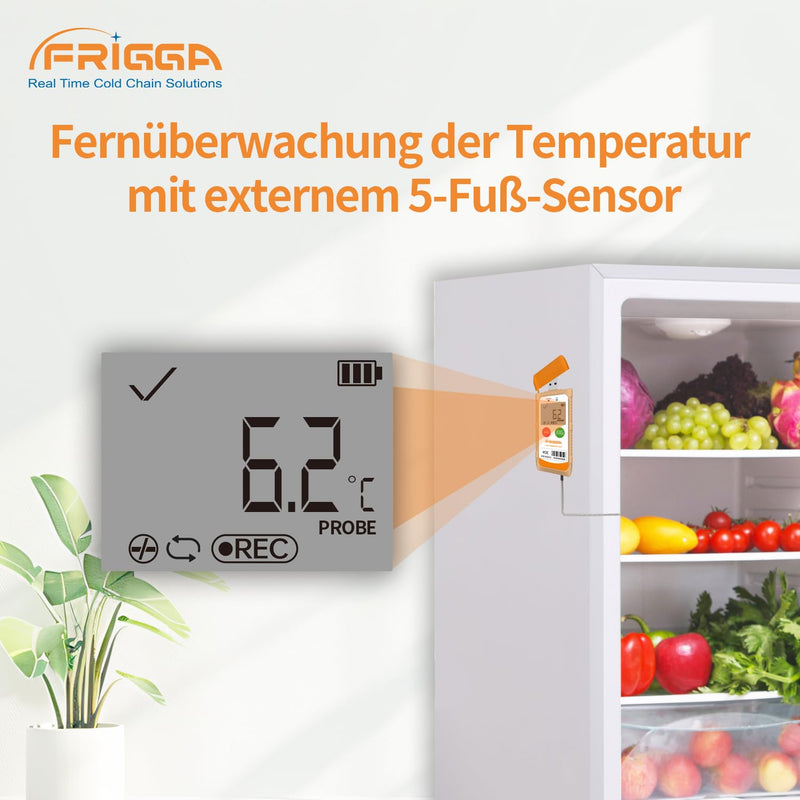 [Australia - AusPower] - Frigga M2E Multipurpose Temperature Data Logger with External Sensor USB Digital Temperature Pen 14400 Points High Accuracy PDF CSV Report 1 pack. 