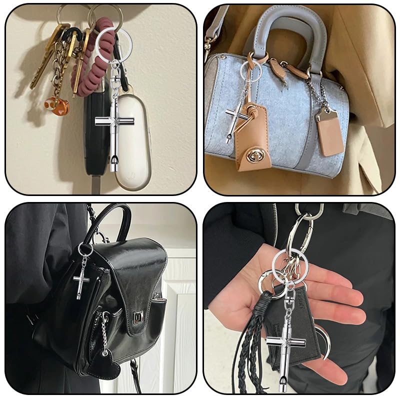 Guqqeuc Christian Birthday Gifts for Christians Women Men Cross Whistle Keyring for Car Keys Bag Survival Emergency Whistle Keyring for Christians Religious Gifts for Daughter Son Christmas Gifts