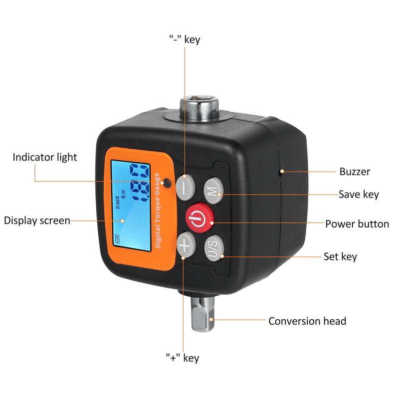 [Australia - AusPower] - ENGC-30 Digital Display Torque Meter 1/2'' to 1/4'' Adapters High Accuracy 4 Torque Units Backlit Display Perfect for tomotive Bike Motorcycle DIY & Home s ENGC-30 