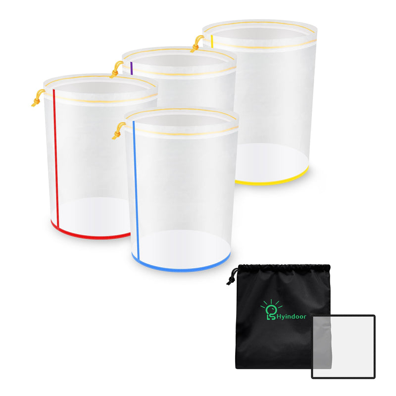 [Australia - AusPower] - Hyindoor Bubble Bags All Mesh 5 Gallon 4 Bags Set Bubble Hash Bag Ice-O-Lator Herbaceous Ice Essence Extractor Kit with Press Strainer and Carry Bag for Herb Extraction and Production of Hash 5 Gallonen 4 Beutel 