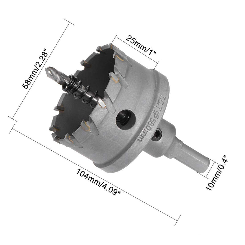 sourcing map Carbide Hole Cutter, Hole Saws for 5mm Stainless Steel Sheet Metal 58mm 58mm