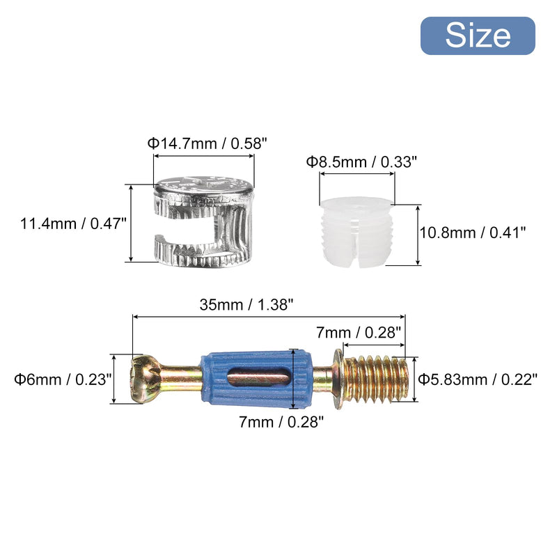 [Australia - AusPower] - uxcell 45 Sets Cam Locks for Furniture, 35mm Cam Lock Nut and Screw, 3 in 1 Furniture Connecting Fasteners with Dowel Eccentric Wheels Pre-Inserted Nuts for Cabinet Bookcase, Blue 
