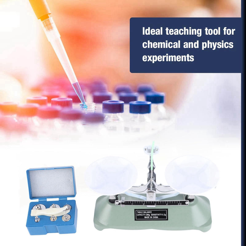 [Australia - AusPower] - Mechanical Tray Scale 200G Precision Lab Mechanical Scale Set Lab Tray Scale with Weights and Tweezers Chemical 