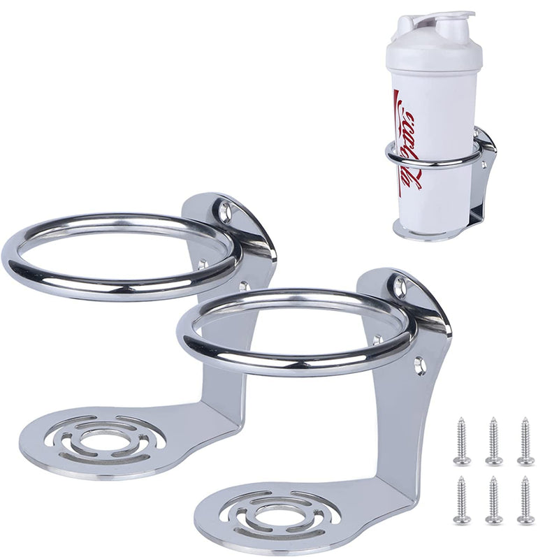 2 Pack Boat Cup Holders,Stainless Steel Ring Drink Holder,Ringlike Wall Mounted Cup Holder for Marine Boat Yacht Style2