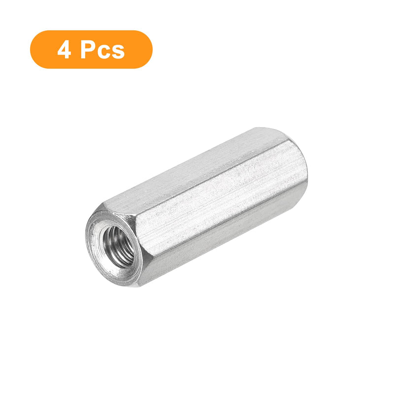 [Australia - AusPower] - uxcell M6 x 1-Pitch 35mm Length Coupling Nuts, 4pcs 304 Stainless Steel Metric Hex Rod Coupling Nuts M6x35mm 