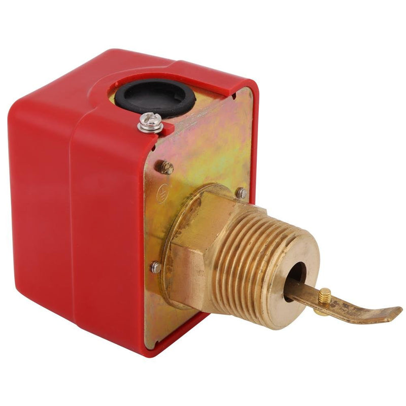 [Australia - AusPower] - Water Paddle Flow Control Switch, AC250V 10Bar BrassLiquid Water Sensor Controller NPT Thread Connection Automatic Paddle Type Flow Switch Red 1pc 