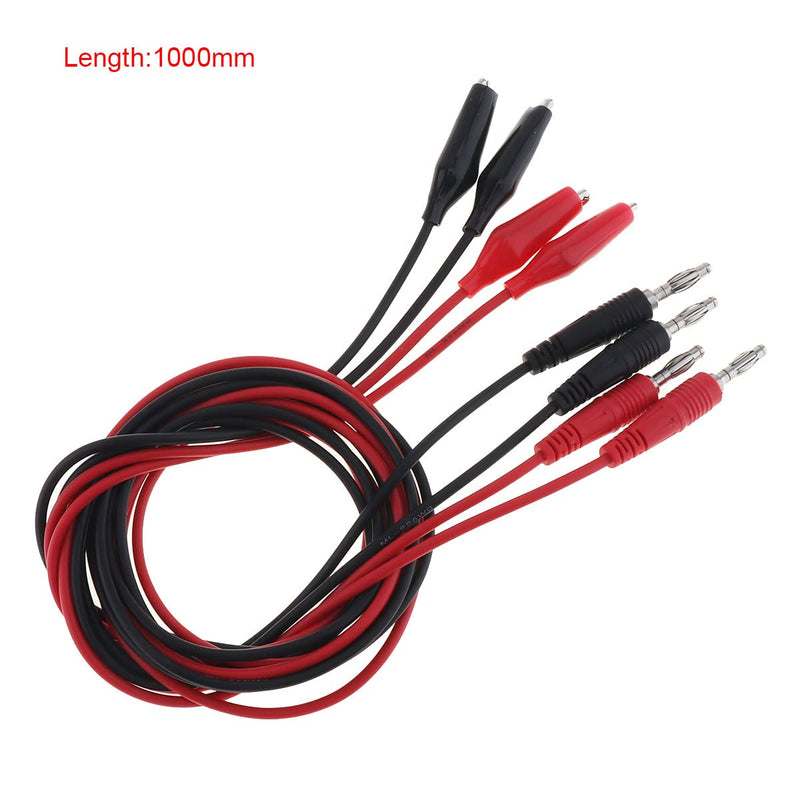 [Australia - AusPower] - 4pcs 4mm Banana Plug to Crocodile Alligator Clips 22AWG Pure Copper Test Leads Cable Kit for Multimeter Test Probe Electrical Test Wire 1M Black and Red 