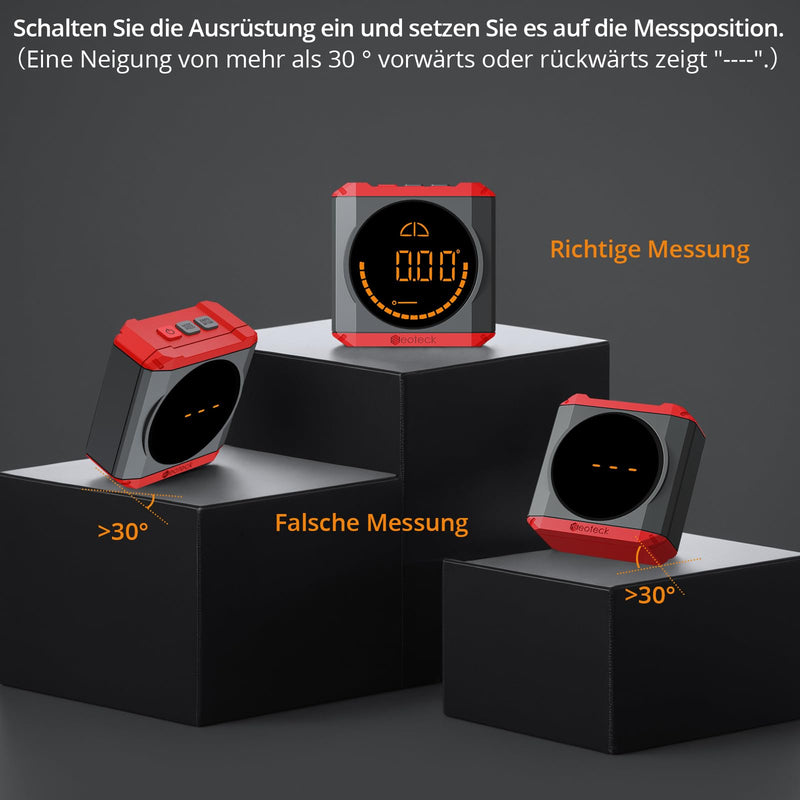 [Australia - AusPower] - Neoteck Digital Protractor Inclinometer with LED Display, Rechargeable Spirit Level, Magnetic Base, 4 Units, IP54 Waterproof for Woodwork, Construction, DIY Projects, Red 