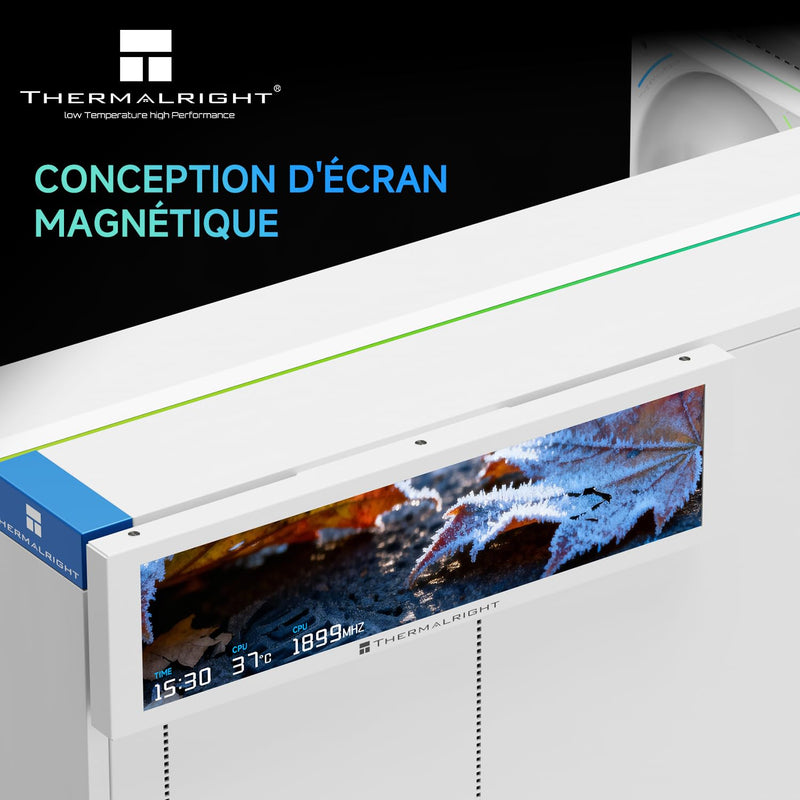 THERMALRIGHT Trofeo Vision 9.16 LCD White 9.16 Inch Magnet IPS Display, 1920 x 480 Resolution, Magnetically Attracted to the Surface of the Chassis, DIY Picture/Video Display 9.16-in