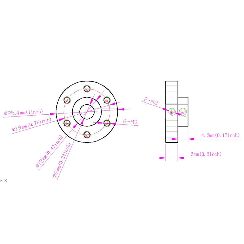[Australia - AusPower] - 2PCS Rigid Flange Shaft Coupling for 6mm Shaft Pair with M3 Thread 6mm-Silver 