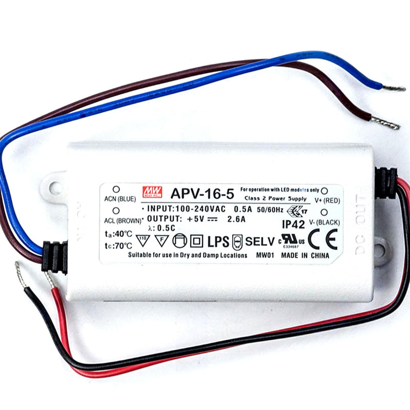 LED power supply 13W 5V 2,6A ; MeanWell, APV-16-5 ; Switching power supply