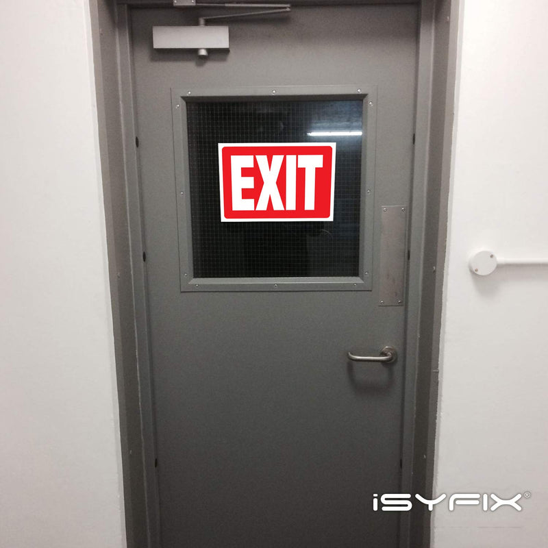 iSYFIX Safety Sign Bundle: Emergency Exit Stickers, Fire Extinguisher Stickers, and Exit Signs Stickers