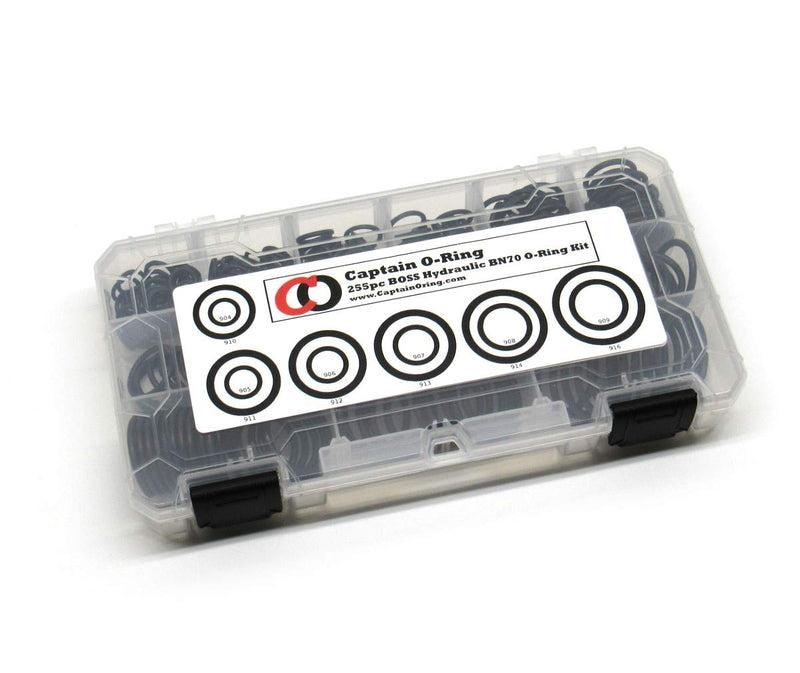 [Australia - AusPower] - Captain O-Ring - ORB BOSS Hydraulic Fitting SAE 900 O-Ring Seal Kit (Buna-N 70-255 Piece Kit, 12 sizes) 
