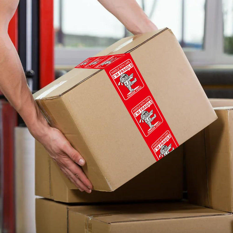 Fragile Tape for Safe Moving and Shipping,Cute Design and Free Dispenser | 1.78 Inch Width x 60 Yards, Durable Packaging Tape for Boxes, Ideal for Mailing and Storage mummy