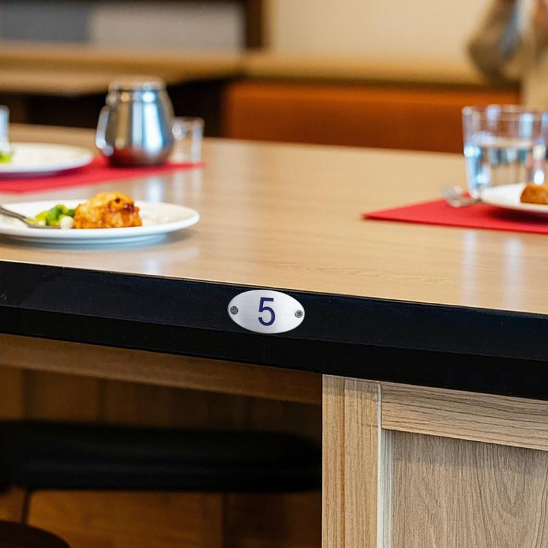 Oval Locker Cabinet Numbers, 304 Stainless Steel Engraved Table Signage Tags Labels - Blue Numbers 1 to 50