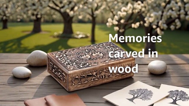 Wooden Jewelery Box Decorative Box with Life of Tree Carving - Antique Design for Sister Birthday Gifts, Jewelry Organizer Gifts For Women Birthday Unique, wooden Handmade love Gift (10 x 6 Inch) Antique - 10 x 6 Inch