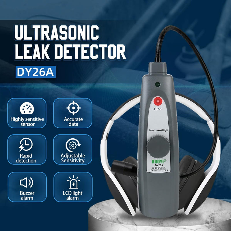 [Australia - AusPower] - Ultrasonic Leak Detector with Headphones, 40KHz ±2KHz Air Leak Detector, Steam Pipe Leak Detector, Automotive Noise Finder, Adjustable Sensitivity, 420MM Probe, High Sensitive Sensor 