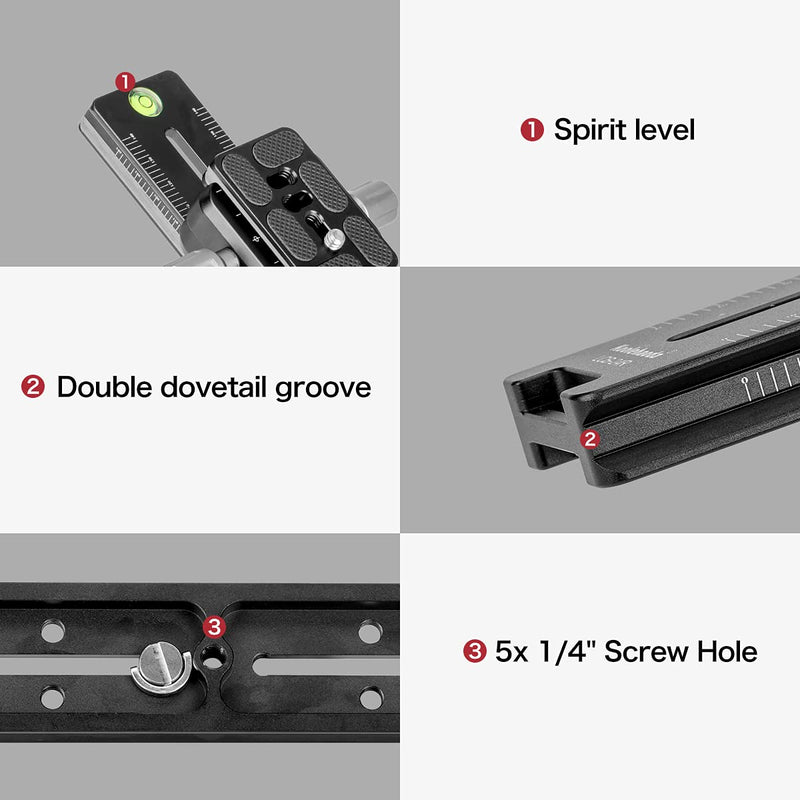[Australia - AusPower] - Koolehaoda 240mm Rail Nodal Slide Quick Release Plate Clamp Camera Tripod Bracket Mount Compatible with Arca Swiss, Angle Adjustable for Camera Tripod Ball Head (LCB-24R) LCB-24 
