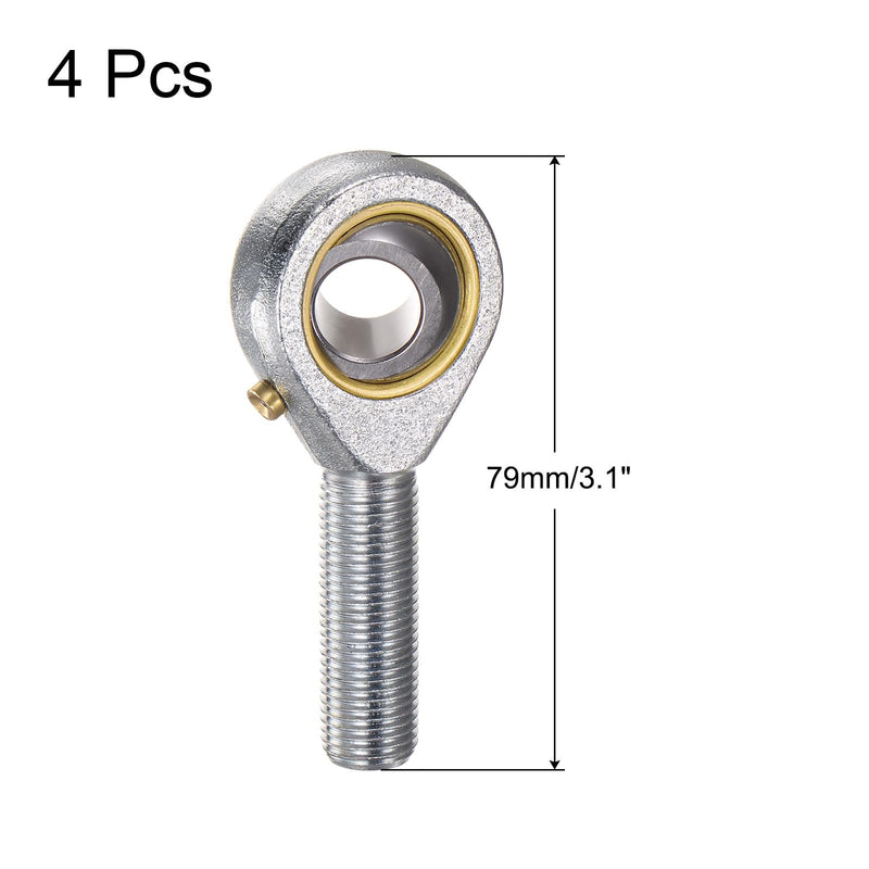 [Australia - AusPower] - uxcell 4pcs POSB8 Male Rod End Bearing 1/2 Inch Bore and 1/2-20 Right Hand Thread, Self-Lubricating Joint Rod Ends, Includes Jam Nuts 