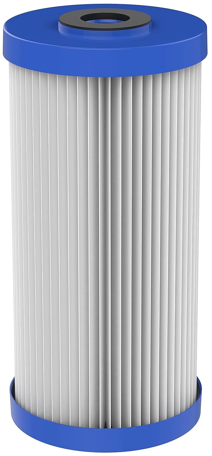 Pentair Pentek R50-BB Big Blue Pleated Polyester Sediment Water Filter, 10" x 4.5", 50 Micron, Whole House Reusable Cartridge, Pack of 2 10" x 4.5"