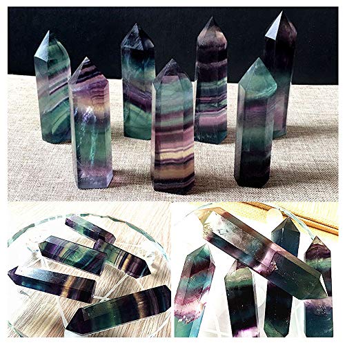 2Pcs Small Natural Rainbow Fluorite Crystal Wand Quartz Point 1.9"