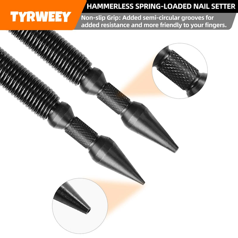 [Australia - AusPower] - 2-Piece Nail Setter Dual Head Nail Set, Dual Head Nail Setter, Spring Loaded Center Hole Punch, Hand Tool for Metal or Wood, Nail Setter Features 1/16-in, 1/32-in, 1/8-in, 3/32-in 2pcs Nail Setter Set(1/16, 1/32, 3/32, 1/8) 