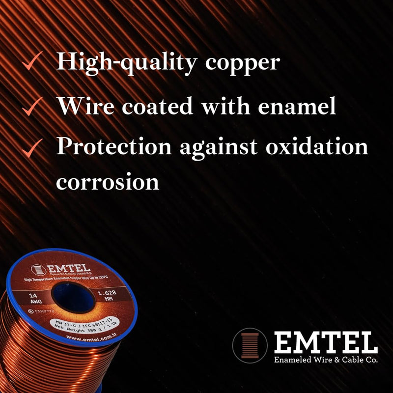 [Australia - AusPower] - Emtel 24 AWG - 1 lb (805 feet) 99.9% Pure Copper Wire, Enameled Magnetic Wire for Motor, Transformer, Magnetic Coil, & Electroculture Gardening, Winding Magnet Wire - 220°C (428°F) Thermal Class 