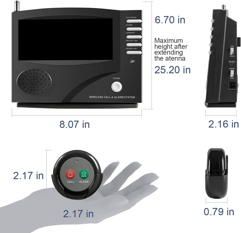[Australia - AusPower] - SYNLETT Wireless Call System Nurse Call System with 5 Dual Function Call Buttons and 1 Central Monitoring Unit for Clinic Restaurant Nursing Home Patients... 
