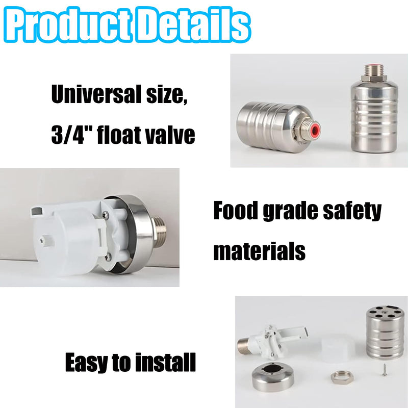 [Australia - AusPower] - 2PCS Float Valve 1/2" Water Level Control Float Valve 304 Stainless Steel Fully Automatic Water Shut off Valve Automatic Water Level Controller for Water Tank Pool Livestock Troughs Upper Water Intake 