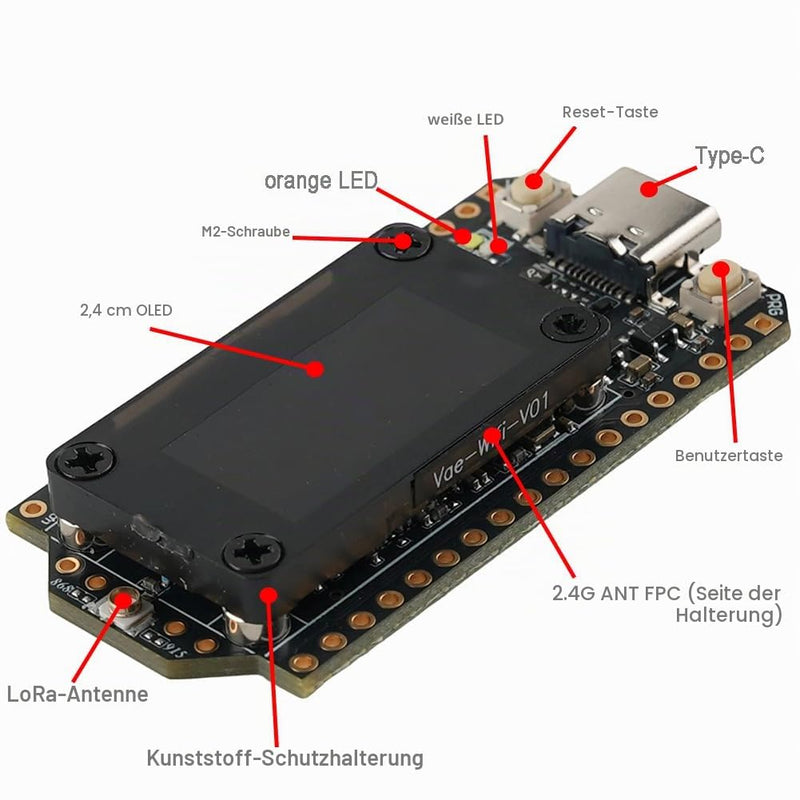 DIYmalls 868MHz LoRa 32 V4 ESP32 Development Board + 5dBi LoRa Antenna 868 MHz for Meshtastic LoraWan Gateway, Compatible with Heltec LoRa32 V3