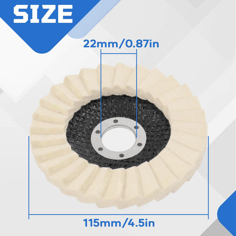 [Australia - AusPower] - NOOTEASS 5 Pack Wool Felt Flap Disc Buffing Wheel, 4-1/2" x 7/8" Arbor Buffing Wool Polishing Wheel for Angle Grinder Marble Metal Stone Stainless Steel Furniture Car Wax 