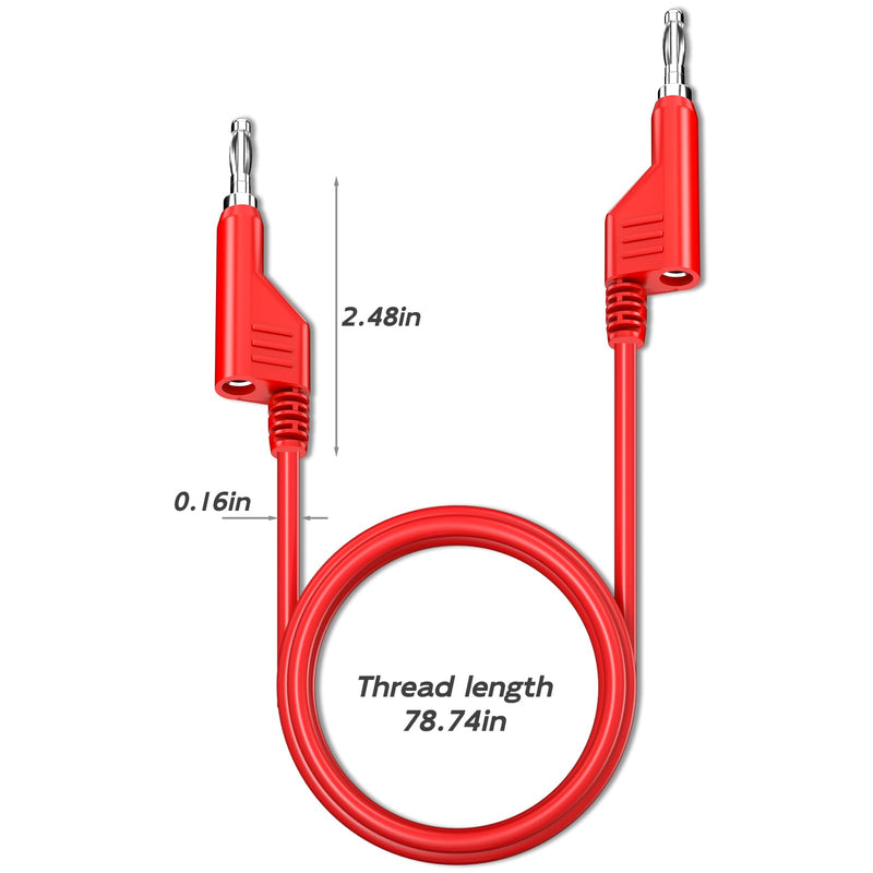 [Australia - AusPower] - Goupchn Stackable Banana to Banana Plug Test Leads 2PCS Soft Electrical Test Cable Wire 6.56ft/2m Red Black for Multimeter 1000V 15A 2 m Stackable Banana Plug 