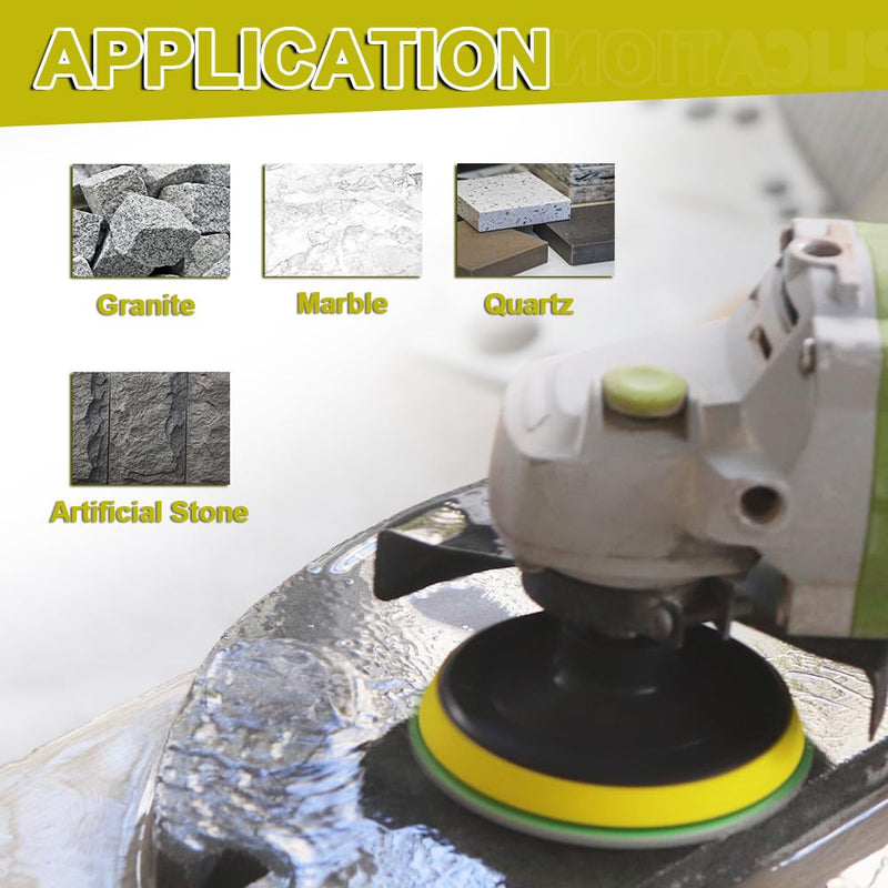 [Australia - AusPower] - SANLEETEK Wet Diamond Polishing Discs - 12 Pieces 100 mm Diamond Polishing Pad Grit 50 x 4/100 x 4/200 x 4 with M14 Support Plate + Adapter for Granite Marble Artificial Stone Quartz for Angle Grinder Set3 