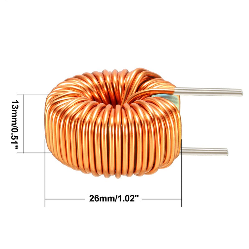 sourcing map Horizontal Toroid Magnet Inductor Monolayer Wire Wind Winding 50uH 20A Coil 1Pcs 50uH 20A