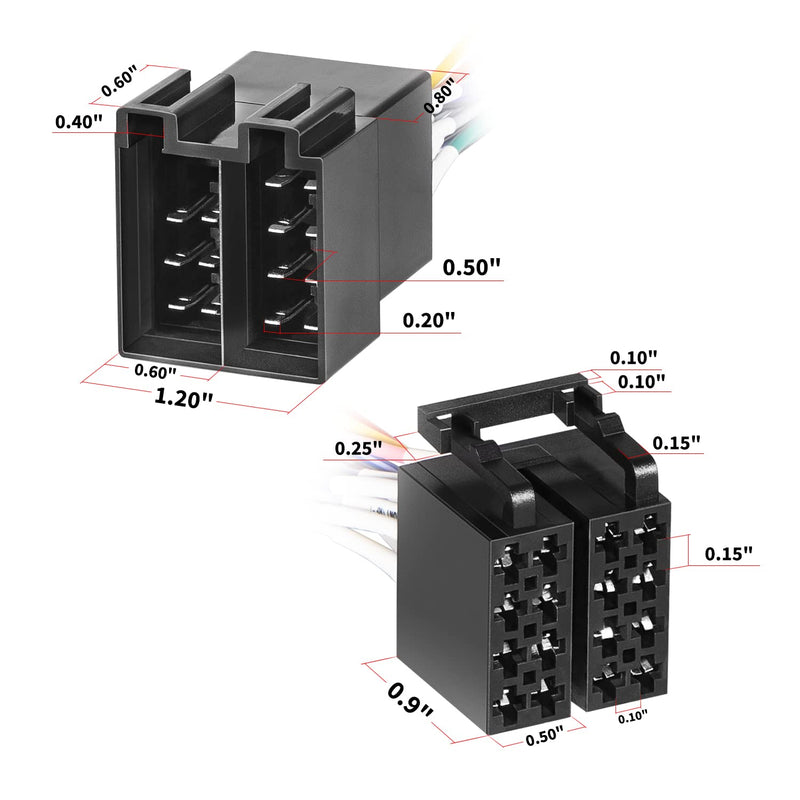 [Australia - AusPower] - 16 Pin ISO Radio Wire Harness Adapter (Pair, Male & Female) Fits for Peterbilt Freightliner Semi Truck International Volvo Sterling Mack Kenworth Stereo 