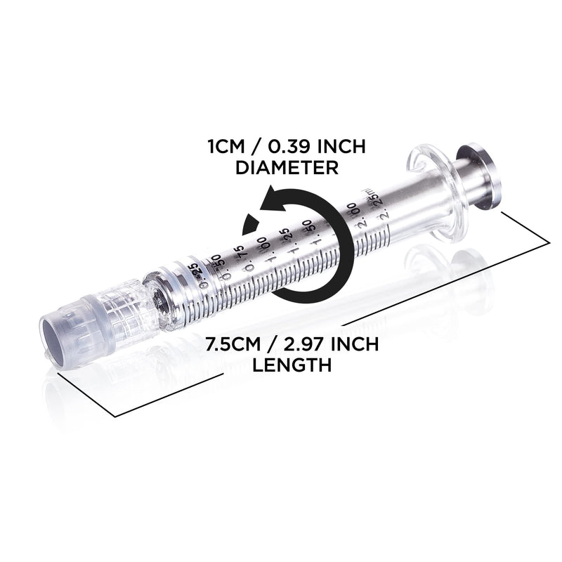 2.25ML Borosilicate Glass Syringe with Silver Metal Plunger | 10 Pack | Anti-Leak Luer Lock Syringe without Needle | Accurate Measuring for Liquid, Glue, Oil w/ Borosilicate Glass Tube