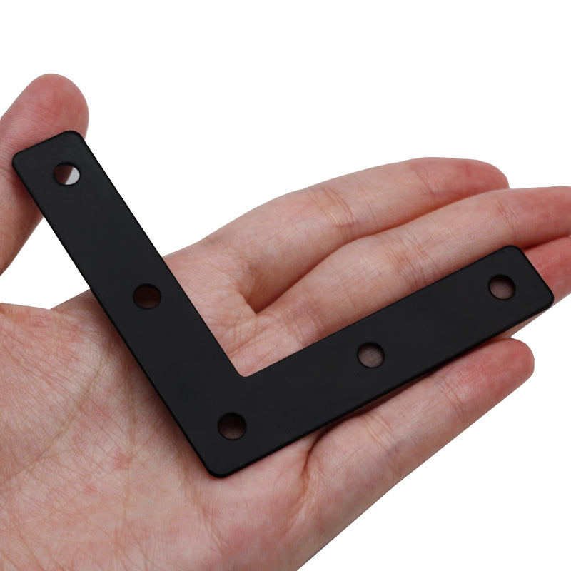 [Australia - AusPower] - 10Pcs 3 x 3 Inch L Bracket Corner Brace (80 X 80mm), Iron Flat Corner Bracket Heavy Duty, Metal L Shaped Bracket Support Brace, Right Angle Bracket Repair Plates with Screws 3" x 3" (Black) L-Shape 