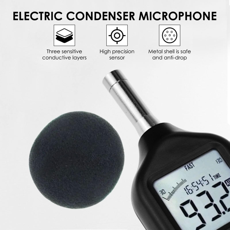[Australia - AusPower] - Digital Sound Level Meter 30-130dB Range High Accuracy A C Weighting Data Logging 32000 Readings Fast Slow Response Backlit Display AC DC Output Portable Noise Meter 