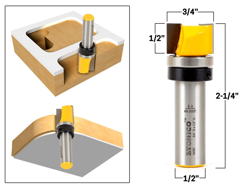 YONICO Router Bits Pattern Bit Flush Trim Set 4 Bit 3/4-Inch Diameter 1/2-Inch Shank 14426 4 Bit Set - 3/4" Width - 1/2" Shank