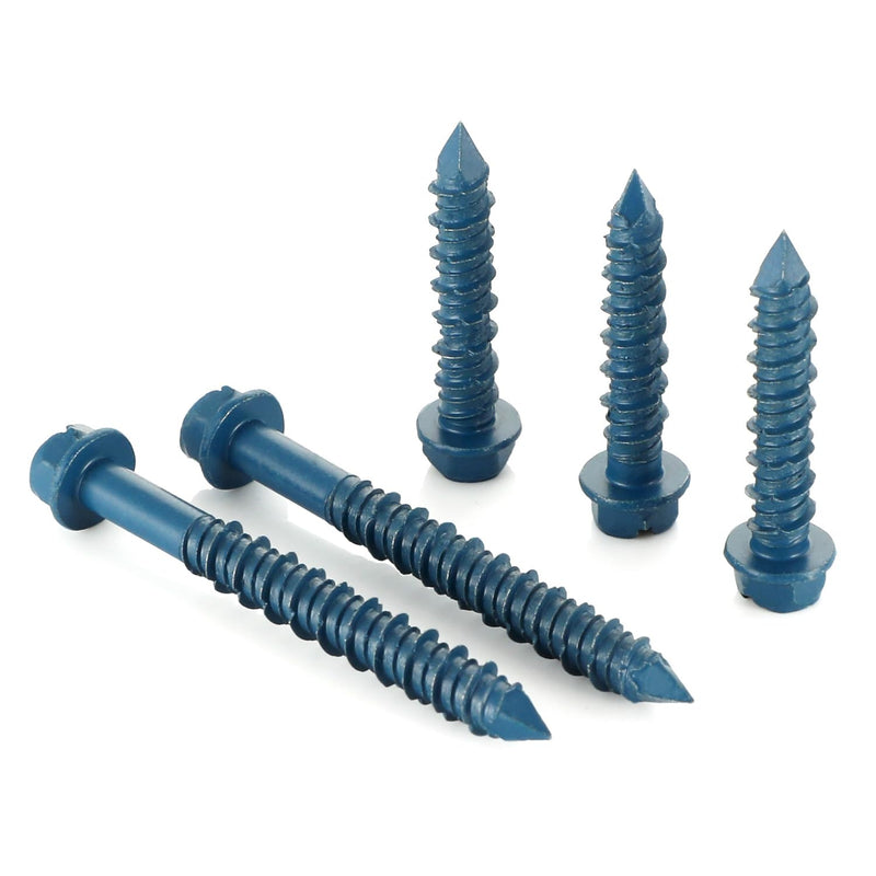 [Australia - AusPower] - 3/16" x 1-1/4" Concrete Screws, Blue Hex Head Screw Anchor with Drill Bit and Hex Bit Socket, for Masonry, Cement, Block, Brick or Stucco, 100 PCS 3/16 x 1-1/4" 