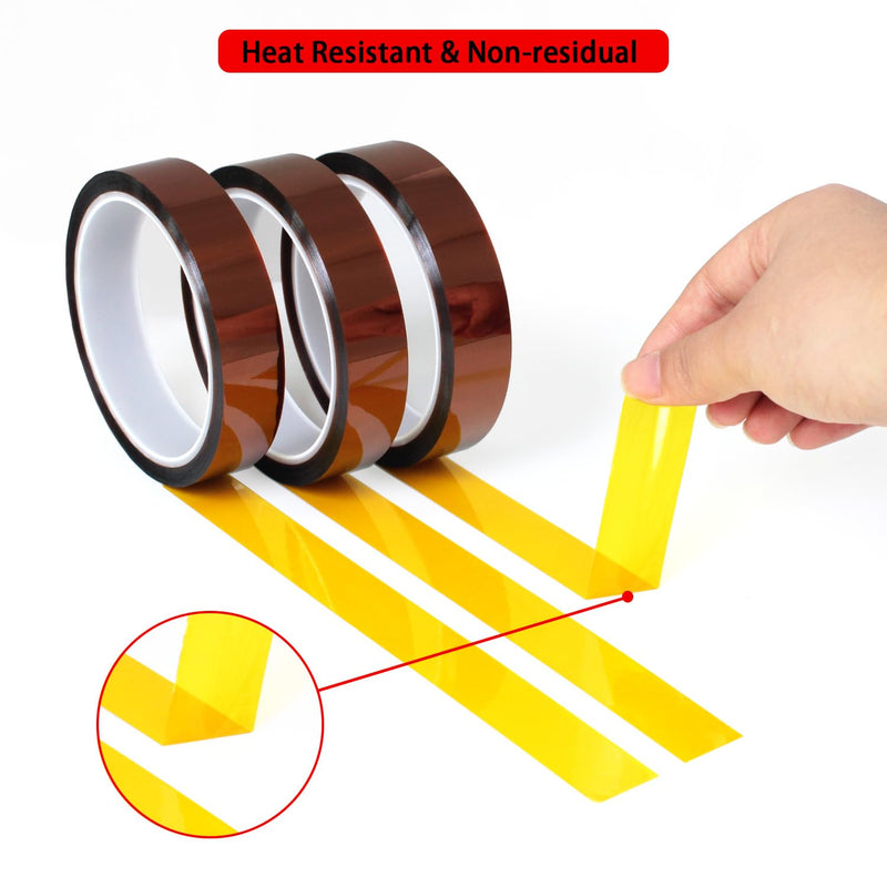 High Temperature Heat Resistant Polyimide Tape,No Residue for Masking,3D Printing,Sublimation Transfer Press,Thermal,Electronic Insulating,Soldering,Circuit Boards,Powder Coating(3/4''×33M×1Roll) 3/4''×33M×1Roll